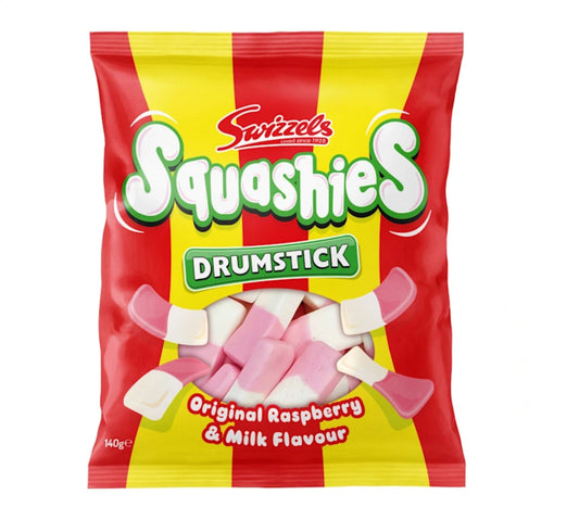 Swizzels squashies drumstick - raspberry & milk flavour 140g